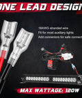 Close-up view of Motorcycle LED Light Wiring Harness Kit With Handlebar Switch and 10 Amp Fuse for ATV Dirt Bikes.