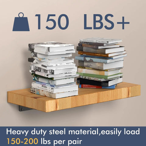 Hidden Floating Shelf Brackets 12 Inch Heavy Duty Black Metal L Brackets Set Built To Last For DIY Shelves supports books