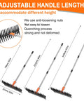 Adjustable handle lengths for Heavy Duty Thatch Rake For Lawn Dethatching, Adjustable Rake For Grass And Soil Debris, Carbon Black Yard Care Tool To Remove Thatch And Rocks, Boost Lawn Health Sunlight And Water Absorption shown in inches.
