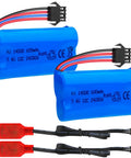 7.4V 600mAh Li Ion Two Pack Rechargeable Battery 2S With SM 4P Plug And USB Charger Cable for RC use