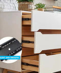 Tough As Nails Heavy Duty Drawer Slides For Cabinets And Dressers With Full Extension Ball Bearing Side Mount Rails 8 To 18 Inch 80 Lb Per Pair Capacity Three Section Telescoping Glides For Smooth Quiet Operation installed in white dresser.