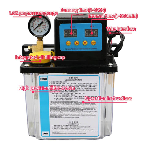 Efficient CNC Lubrication Pump System Kit with pressure gauge, digital display, and high precision filter for CNC machines.
