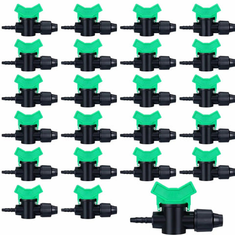 Drip Irrigation Fittings Set Twenty Pcs Five Eighth Inch To One Quarter Inch Barb Tubing Takeoff Adapters With Valves