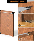 Hidden Door Pivot Hinge System For Bookshelf And Secret Doors With 360 Degree Rotation, Built Tough Heavy Duty Stainless Steel Black Pivot Hinge, Rustproof Durable Wood Door Hardware By Aglehome showing installation details