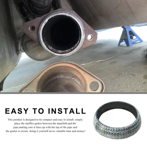 Pro Level Graphite Donut Gasket 48Mm Id Car Exhaust Flange Muffler Ring 2Pk view showing installation on vehicle exhaust system.