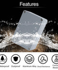 Rugged Aluminum Electrical Box Junction Case IP67 Waterproof Outdoor Enclosure Dustproof Project Box 4.7 By 3.1 By 2.1 Inches For Outdoor Electrical Installations Weatherproof Metal Box With Tight Sealing, angled view in water splash