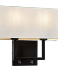 2 Light Wall Sconce With Switch, Modern Transitional Double Wall Mount Lamp With Square White Fabric Shade, Bedside Reading Light