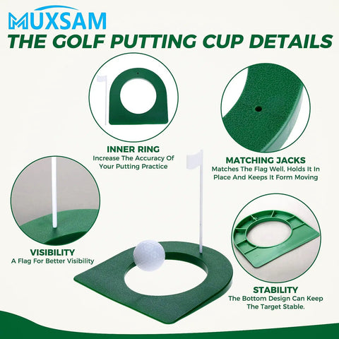 Dope Golf Practice Putting Cup Mat With Hole And Flag For Indoor Outdoor Use Portable Plastic Regulation Cup Training Aid