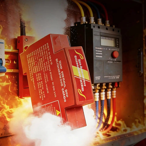Automatic Fire Extinguisher Featuring Din Rail Mount And Heat Activated Aerosol Suppression For Home Safety with smoke effect.