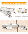 Full Overlay Soft Close Cabinet Hinges For Frameless Concealed Doors European Style Slick Clip On Four Hole Mounting Plate Nickel Plated Finish 2 Pack Easy Tool Free Installation For Kitchen And Vanity Cabinets