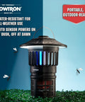 Bug Trap Lantern 2-In-1 Mosquito Trap And LED Camping Lantern for Patio and Backyard, shown with feature highlights.