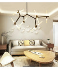 Post-Modern Nordic Pendant Light Herringbone Contemporary Living Room Dining Room Dimmable G9 Bulb Hanging Lamps LED in modern setting above sofa.