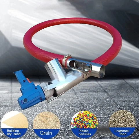 Beefed-Up Grain Sucker Pump For Home Use With Adjustable Caliber And Double Reinforcement Hoop, red hose and stainless steel