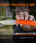 Your Go To Everyday Carry Folding Pocket Knife With 3.39 Inch 14C28N Blade, G10 Handle, Deep Carry Clip in hand showing size