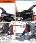 Hydraulic disc brake lever on MTB handlebar (left-front) with 800mm hose and red dial.
Side view of hydraulic brake lever on MTB handlebar with caliper and 1450mm hose.
Close-up of red anodized brake caliper gripping a silver disc rotor on front fork.
Installed hydraulic disc brake set on bike frame with rear caliper and rotor mounted.