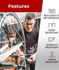 Person installing two 26 inch bike inner tubes with Schrader valve on a MTB, highlighting durability and easy installation features.