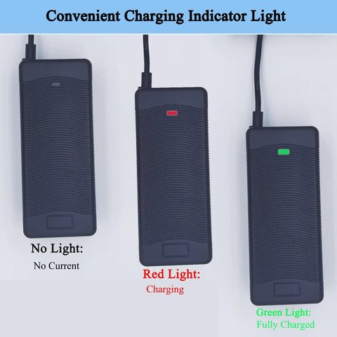 Electric Bike Charger 48V For Lithium Batteries, 54.6V 2A Fast Smart Charger with indicator lights showing charging status