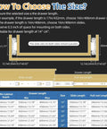 Pro Grade 16 Inch Soft Close Drawer Slides 5 Pair Full Extension Ball Bearing Side Mount Heavy Duty Cabinet Glides With 100 Pound Capacity No Fuss Hardware Kitchen Rails That Slide Like Butter size chart for drawer lengths and slide specifications.
