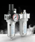 1/2-Inch Air Filter Regulator Lubricator Gauge Kit with Oil Water Separator for compressed air tools, front view