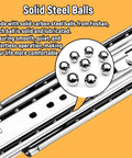 Heavy Duty Locking Drawer Slides One Pair Side Mount Ball Bearing Runners showing solid steel balls for smooth glide and durability.
