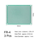 Three Pack 7x9 Cm Double Sided PCB Board Prototyping Proto Board for DIY Soldering, 70x90mm FR-4 Glass Fiber with Pre-Tinned Holes
