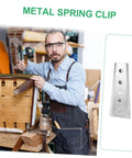 Heavy Duty Iron Sofa Connectors Four Pair Interlock Brackets For Sectional Furniture, Metal spring clip shown in use by craftsman.