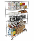 5 Tier Metal Shelving Unit With Wheels And Liners Beefy Heavy Duty Storage Rack Holds Up To 1500 Lbs Per Shelf 7500 Lbs Total