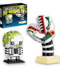 Totally Retro Horror Action Figure Build Kit For Adults Compatible With Lego 80s Ghost And Monster Buildable Characters Gothic Halloween Desk Decor And Collectible Gift Set 401 Pieces, box and built figures