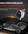 Power Steering Pump Compatible With Ford Edge MKX 2011-2014 3.5L 3.7L V6 Top Shelf Replacement 21-4062 214062 OE Quality close-up with car component detail.