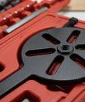 Universal Three Arm Bearing Puller Kit With Hard Case For Vehicle Wheel Hub Axle Removal Sweet Gear For Pros Storing Parts Safe As You Fix Cars Or Trucks And Slash Costs At Shady Shops Keep Your Ride Smooth Till Next Tune Up Hits Peak Value. black metal puller in red case