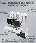 AC6/7 external GPU dock for laptops featuring heavy duty metal frame, adjustable housing and graphics card assembly diagram.