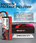 3S Lipo Battery 11.1V 7200mAh 150C Beefy High Discharge RC Battery Pack with Hard Case and TR Plug for RC Car Truck Airplane Helicopter Boat Hobby Two Pack packaging