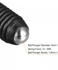 Close-up of ball point set screw tip, showing spring action and wear-resistant design, part of Ball Point Set Screws M8 x 12mm High Carbon Steel Hex Socket Grub Screw 20 Pack Spring Ball Plunger Action Durable Wear Resistant Fasteners for Pro Grade Precision Fixtures Heavy Duty Tools and Engineering Projects.