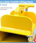 Heavy Duty Forklift Lifting Hook Attachment With 5500 Lbs Capacity, rugged yellow steel build with swivel hook for lifting loads.