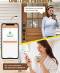 Fingerprint Door Lock Set With Keyless Entry Knob And Lever Handle, Matte Black Electronic Keypad Deadbolt in use via app