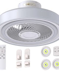 Modern Bladeless Ceiling Fan With Light 20 Inch Smart Enclosed Ceiling Fan With Remote Dimmable LED Lights Three Speed Settings