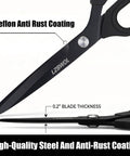 10 Inch Heavy Duty All Purpose Scissors For Office And Crafts With Reinforced Pivot Thick Stainless Steel Blades Rock Solid Tension No More Jams Built To Last For Paper Fabric Cardboard, black blade close-up