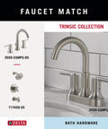 Delta Trinsic Collection faucet and bath hardware set with 3559-SSMPU-DS and 2559-SSMPU-DST models in brushed nickel finish.