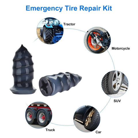 Tire Plug Kit With Screwdriver For Quick Ten Second Puncture Repair On Tubeless Tires Fits Cars Motorcycles SUVs ATVs Trucks
