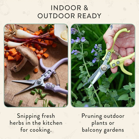 Indoor cooking and outdoor garden use of herbs and flowers pruning shears with easy lock dope lightweight garden snips carbon steel blades