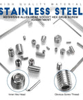 Tough As Nails Heavy Duty Hex Socket Grub Screw Assortment Kit With Stainless Steel And Carbon Steel Fasteners Cup Point Style showing assorted fasteners and hex keys.