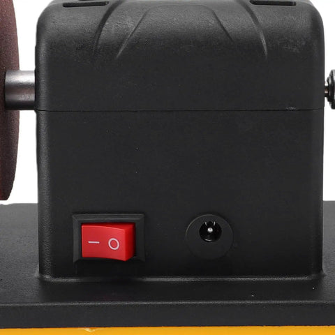 Hilitand 18V Cordless Mini Bench Grinder And Polisher With Variable Speed Control Up To Six Thousand RPM motor switch and housing close-up.
