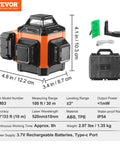 100ft Green Self Leveling Laser Level With 3 X 360 Degree Cross Lines including accessories and carrying case