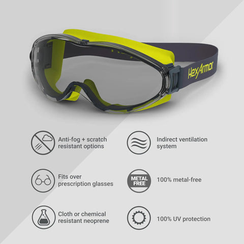 Over Glasses Safety Goggles That Go Over Your Specs Clear Vision With Permanent Anti Fog Coating Soft Comfortable Seal