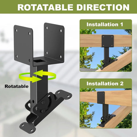 Heavy Duty Roof Riser Brackets Built Bombproof With Zero Flex Adjustable Pergola Beam Mounts For Decks Gazebos And Patio Covers, rotatable installation guide.