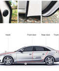 VW Caddy Door Edge Guard U Shape Trim installed close-up and car diagram for 2020-2024, protects from scratches.