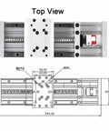 Top view diagram of Built Rock Solid Double Linear Rail Slide Table Featuring Precision Ball Screw For Xyz Axis Motion Glides.