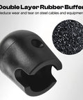 Beefy Rubber Stopper for Gym Pulley Cables 5mm or 6mm Diameter with Steel Core and Set Screws Replacement Part for Home and Commercial Cable Machines Black, angled view