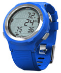 i200C Wrist Dive Computer With Bluetooth, DiverLog App Access, And Phone Sync For Logs And Dive Profiles, blue display