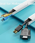 Cord Hider Kit For Wall Mounted TV Cables White Easy Cable Management Concealer showing 2-3 cables in white cover